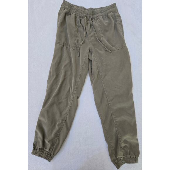 Love Tree Women's Olive Green Linen Joggers | Tapered Leg | Sz. Medium - Picture 2 of 8